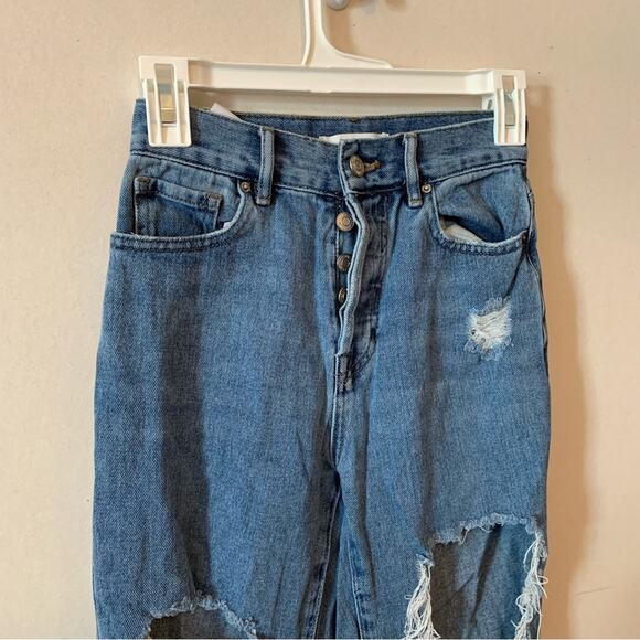 Pacsun High Rise Straight Jeans Distressed Destroyed - Picture 7 of 7